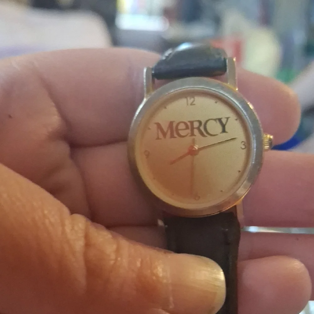 Gold Dial Leather Strap Watch - Black
